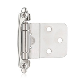 Vallecloud 4 Pack (2 Pair) 3/8" Inset Brushed Satin Nickel Self Closing Cabinet Hinges for Offset Kitchen Cabinet Door, Face Frame Semi Concealed Kitchen Cabinet Hinges