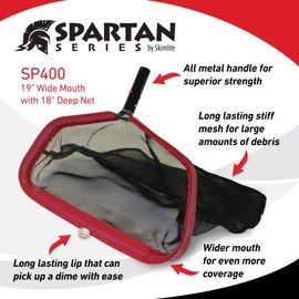 Skimlite SP400 Leaf Skimmer Net for Pool Cleaning, 19 Inch Heavy Duty Fine Mesh Net, Reinforced Frame, Pool Maintenance Rake Cleaner Equipment Debris Collector for Inground Pool Pond Hot Tub Spa