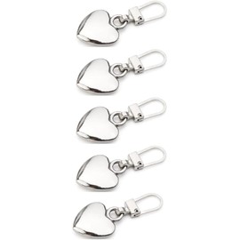 5Pcs Silver Heart Shape Zipper Pull Detachable Cute Creative Zippers Replacement Repair Kits for Coats Jackets Pants Luggage Sewing Notions and Supplies