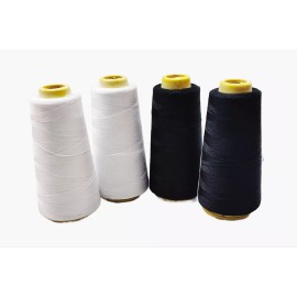 KL 4 Big Spools 100% Polyester Sewing Thread 2500 Yards Black & white 40S/2