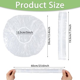 50Pcs Lengthen Disposable Shower Caps Waterproof Plastic Hair Caps Clear Extra Large Shower Cap for Hair Care, Spa Salons, Travel