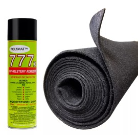 POLYMAT 10 ft x 3.75 ft Charcoal Backed Speaker box carpet + 1 777X Spray Glue Adhesive