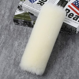 OGLAND Genuine Sheepskin Soft Fuzzy Car Seatbelt Should Pad, Comfy Fluffy Seat Belt Strap Covers for Car Neck Cushion Protector Auto Accessories Woman Man Girls Kids (1Pcs/White)