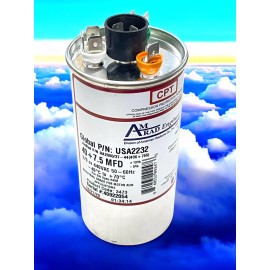 AmRad USA2232 Round Run Capacitor 40+7.5 uF MFD 370 / 440 Volt Made in USA