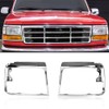G-PLUS Grille Headlight Door Bezel Chrome Set Pair Compatible with