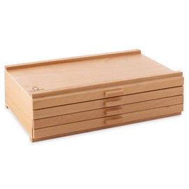 7 Elements 3 Drawer Beechwood Artist Storage Supply Box for Pastels, Pencils, Pens, Markers, Brushes, Tools