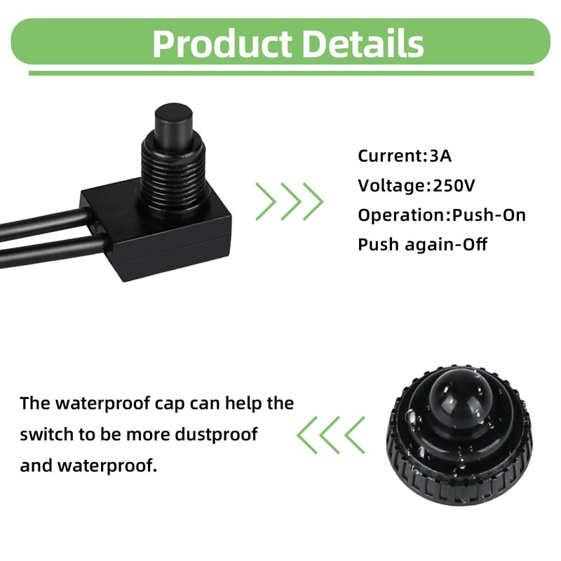 OWOFYDR 2PCS IP67 Waterproof Push Button Switch, 12V DC SPST