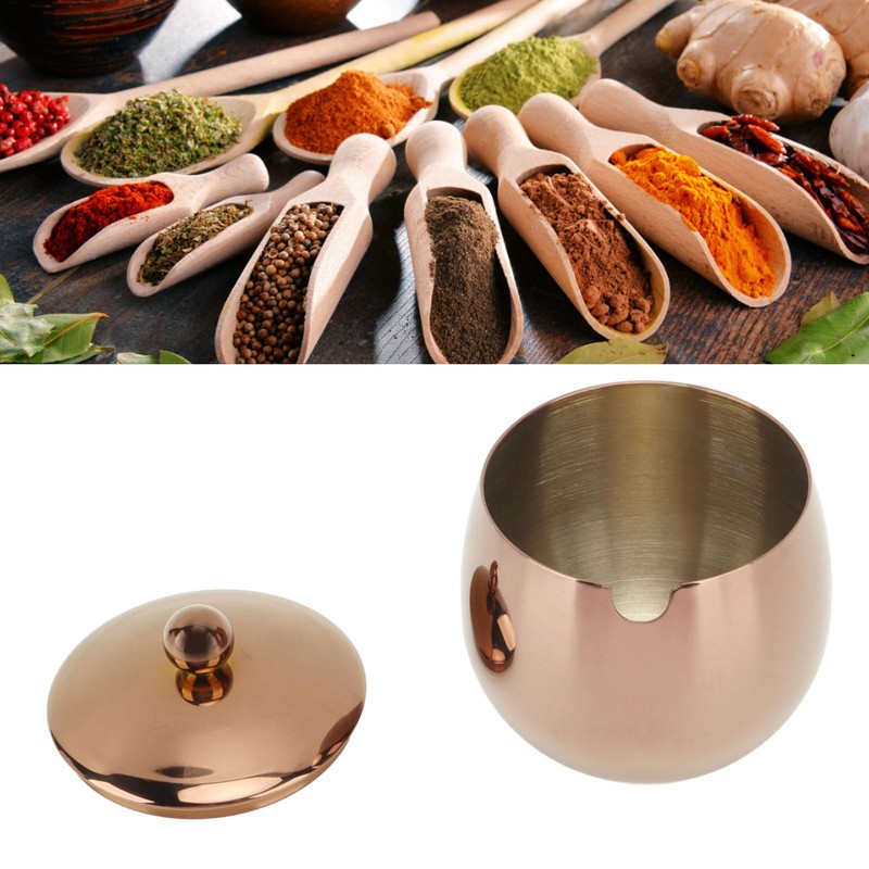 Large Stainless Steel Sugar Bowl Spice Jar With Lid Storage