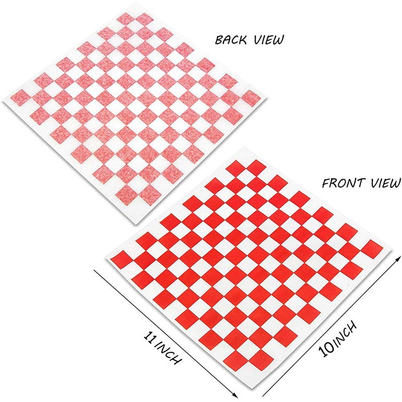 100Pcs Greaseproof Paper Sheets,Food Ggrade Wrap Paper Sheets Waterproof Checkered