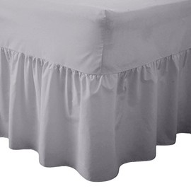 R&Z Luxuary Plain Polycotton Fitted Valance Sheet SIngle, DOuble, King, Super King (Grey/SIlver, Double)