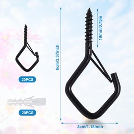 LYCXAMES 20 Stück Edelstahl Hakenschrauben, schraubhaken mit sicherung, Haken zum Schrauben, Deckenhaken Wandhaken zum Aufhängen Topfplanzen, Lichte