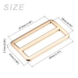 METALLIXITY Flat Metal Slide Buckles (37.5x20x2.1mm) 6pcs, Strap Adjustable Sliders - for Leathercraft Bag Belt, 3 Colors