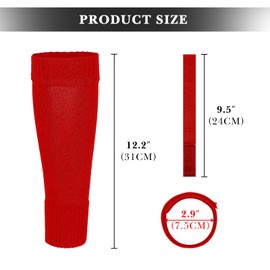 Linkidea Kids Soccer Leg Sleeve with Shin Guard Straps, Easy to Put On for Child, Compatible with Shin Guards and Grip Socks, Best Alternative to Soccer Athletic Socks for Child 6-8 Years (Red)