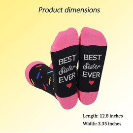 Sister Christmas Gifts for Girls Women Big Sister Gift Pink Cotton Socks Best Sister Ever Gifts for Sister Big Sister Cartoon Socks Comfortable Little Sister Sisters Birthday Long Distance Gifts