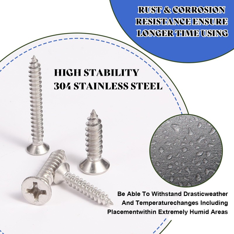 AETTL 280PCS M5 M4 M3 Wood Screws Assortment Kit, Flat
