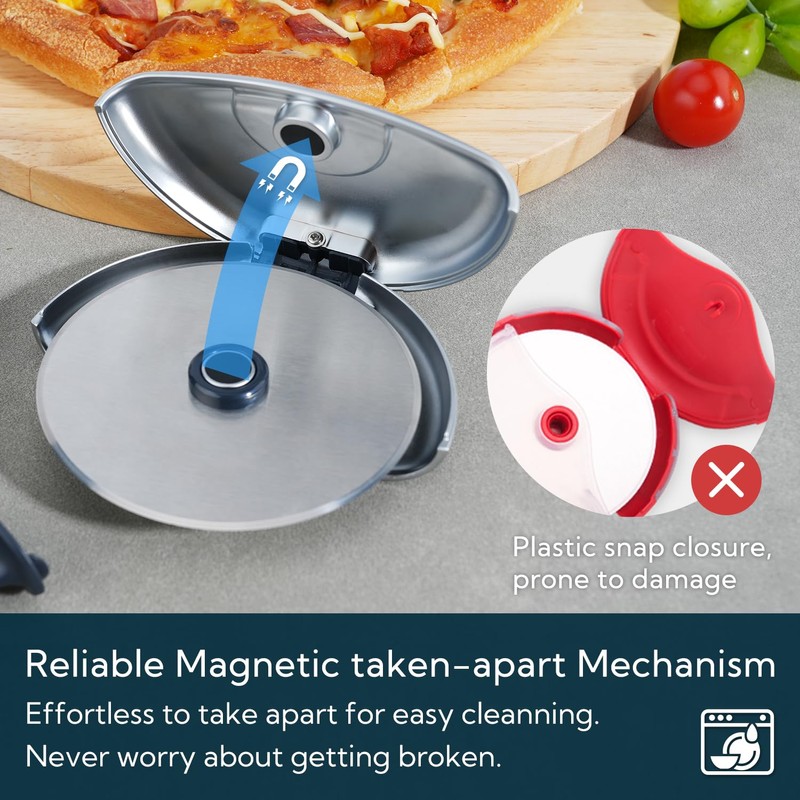 KITCHENDAO Premium Heavy Duty Pizza Cutter Wheel – Magnetic Detachable
