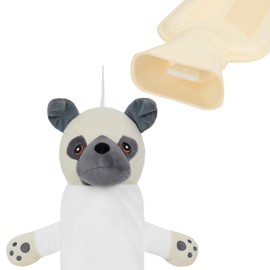 CityComfort Hot Water Bottle 1 Litre with Animal Cover - Hot Water Bottle with Super Soft Plush Cover - Hot Water Bottle (Long Pug)