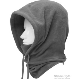 Long neck version.Dhana Style Fleece Neck Warmer and Hood with Face Mask for Skiing/Snowboarding/Cycling/Outdoor Sports