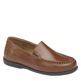 Johnston & Murphy Big Kid Locklin Venetian Boys Dress Casual Loafer, Tan Full Grain Leather, 4