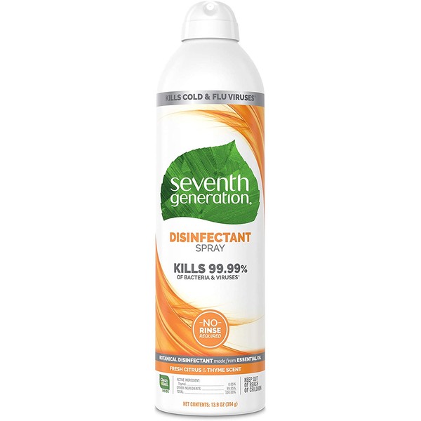 Seventh Generation Disinfectant Spray, Fresh Citrus & Thyme Scent, 13.9 Oz, Pack of 8