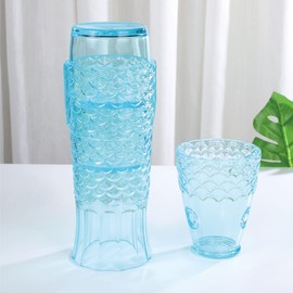 Supreme Housewares Water Tumblers Cups, Durable Acrylic Plastic Tumblers, Set of 4, BPA-Free Reusable Shatter-Proof Plastic Drinkware Stacking Tumbler (Fish Shaped Tumbler)