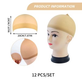 bald cap wig head wave cap wig glue lace front Wig Cap - 12 Pack Wig Caps for Women & Bald Cap, Natural Beige - Lightweight, Ultra-Thin, Breathable & Sweat-Absorbent