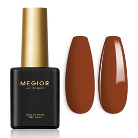 MEGIOR Brown Gel Nail Polish 15ML Saddlebrown Gel Nail Polish Soak Off UV LED Nail Lamp Gel Polish Nail Art Manicure Pedicure for Salon & Home Use, 0.5OZ