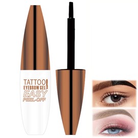 Eyebrow Tint Tattoo Peel Off Eyebrow Gel Semi-Permanent Colour Brow Tattoo Gel Waterproof Peel Off Eyebrow Gel, Lasts Up to 3 Days Makeup, Tattoo Brow Tint Suitable for All Brow Shapes(Light Brown)