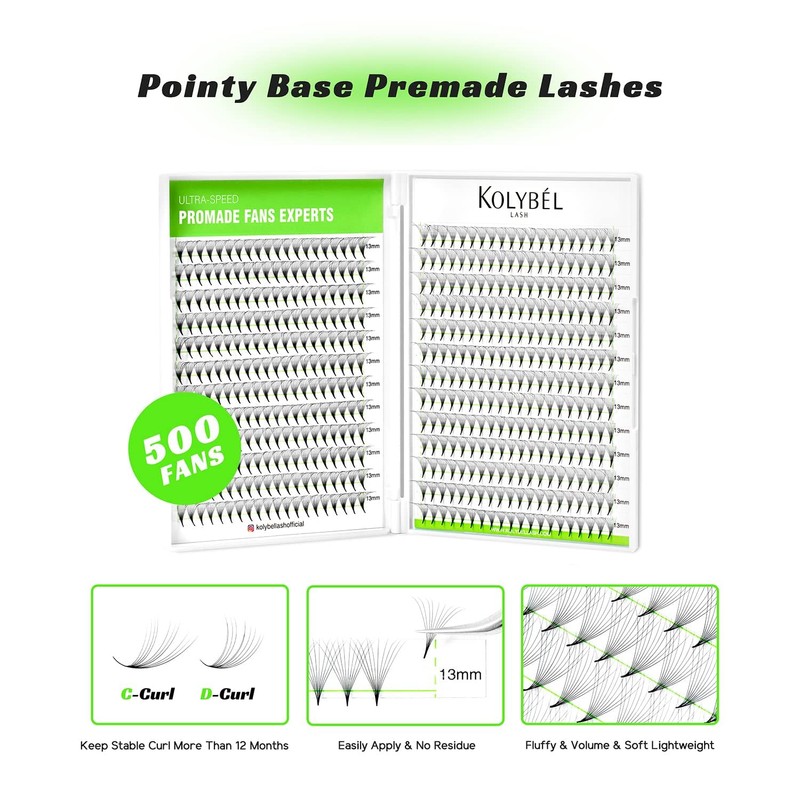 500 Pre made Fans Lash Extensions 10D 13mm Single Length