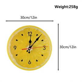 astylishome Wall Clocks for Living Room Silent Round 12 Inch Modern Style Non Ticking 30cm Decorative Bedroom Office Study Room Kitchen Clock Lemon Yellow 2004