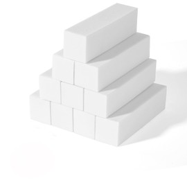 Set of 10 Buffer Files for Nails, Buffer for Nail Art Tips, Professional Nail Buffer for Sanding Acrylic or Natural Gel Nails, 4 Washable Sides for Manicure - White