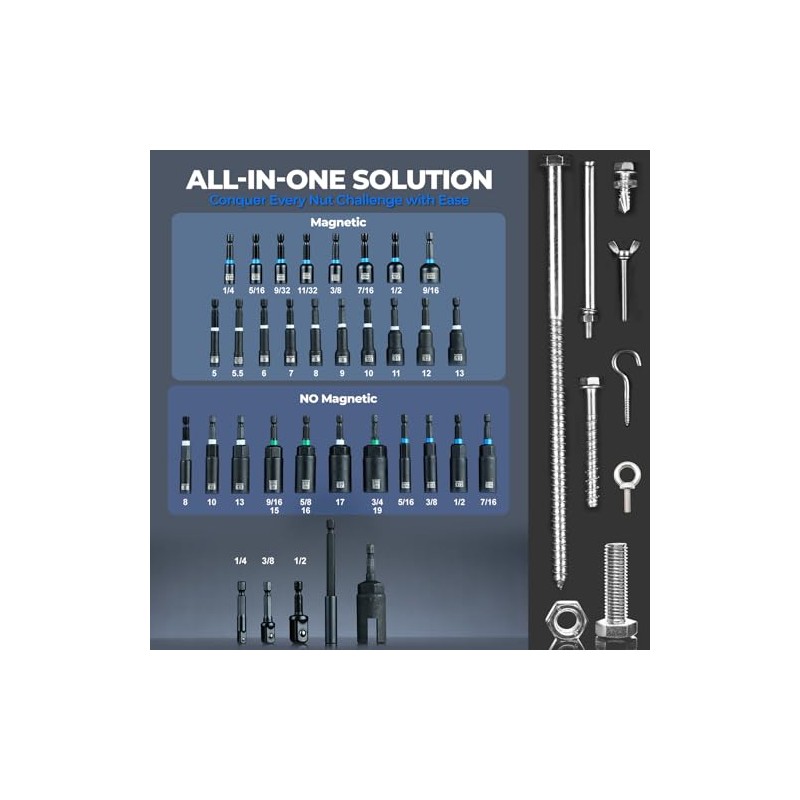 toolant 34 Piece Magnetic Nut Driver Set, Impact Driver Bit