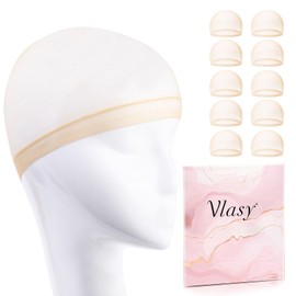 Vlasy Skinlike Nude HD Wig Cap, 10pcs Invisible and Transparent Net Caps to Hold Wig in Place, Ultra Thin Hair Net, Breathable Lace Front Net for Women