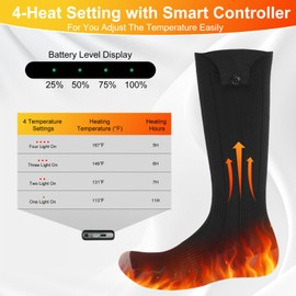 Heated Socks for Men Women with 7000mAh*2 Battery and APP Control, Rechargeable Heated Socks for Camping Fishing Cycling Skiing Hiking
