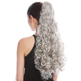 WIG ME UP - 9563B-V-51 Hairpiece Ponytail Long Voluminous Strong Curly Grey Silver Grey