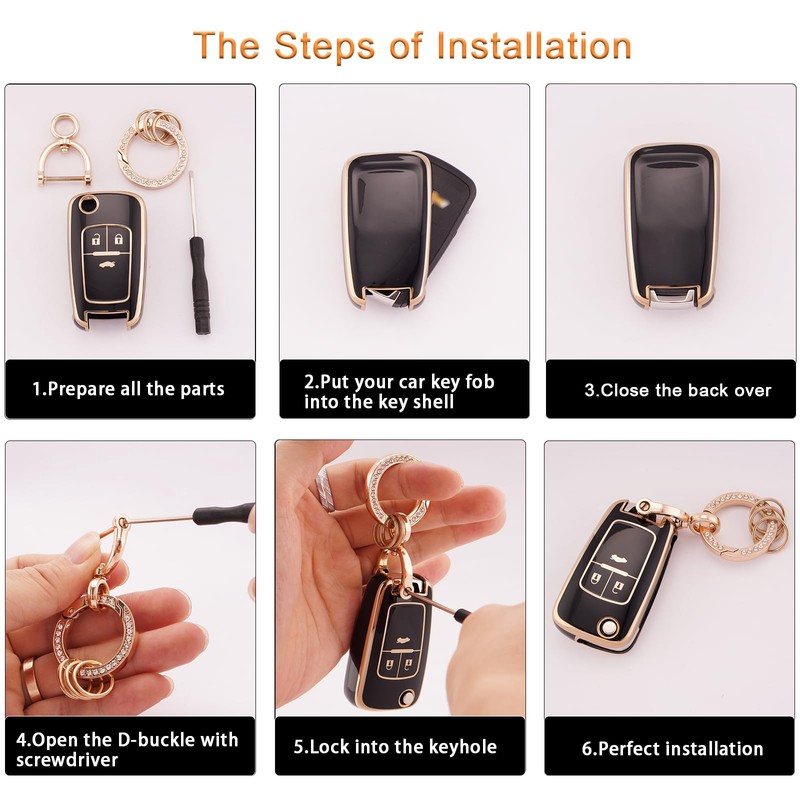 Koaudb Car key fob cover with key fo, black