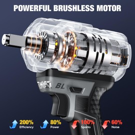 SOARFLY Upgraded Cordless Impact Wrench 1/2", 900 Ft-lbs (1200 Nm) Brushless Impact Gun, 21V High Torque Impact Driver with 2x 4.0Ah Batteries, Variable Speed for Car, Truck, Workshop, Heavy-Duty Jobs