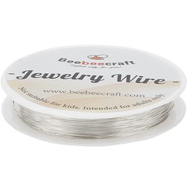 Beebeecraft 28 Gauge Copper Wire 925 Sterling Silver Plated Jewelry Wire 164 Feet Tarnish Resistant Round Beading Wire for Jewelry Making Supplies and Craft