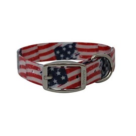 DutchDog Amsterdam Waterproof Dog Collar Stars & Stripes 16-25", Red/Blue/White (DDCLSS25)