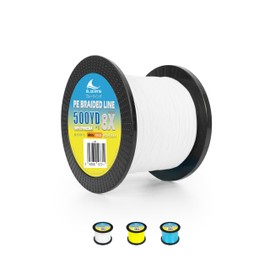 BLUEWING Braided Fishing Line 8 Strands PE Braid Fishing Lines Thin Diameter & Abrasion Resistant Fishing String for Saltwater Fishing 20LBS 500YD White