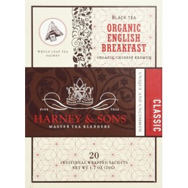 Organic English Breakfast, Box of 20 Wrapped Sachets