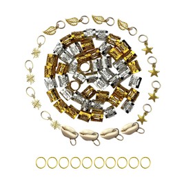 SEVENHEAD 50 Pcs Dreadlock Beads Hair Accessories Circle Rings Adjustable Cuffs Braiding Hair Decoration Clips Metal Hair Decoration for Braids(Bronze 1mm*12mm)