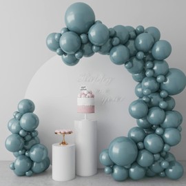 Slate Blue Balloons Happy Birthday Decoration 53pcs 5inch/12inch/18inch Assorted Sizes Baby Shower Balloons Wedding Anniversary Party Supplies