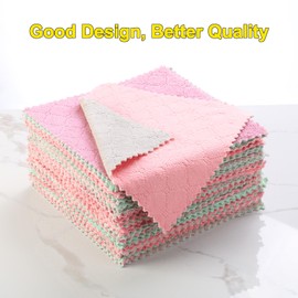 IZYUF Premium Microfiber Cleaning Cloths - Streak-Free & Lint-Free - 12 Pack 10"x10" Towels, Gray Purple Pink Assorted - Multipurpose Rags