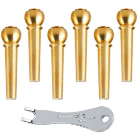 LIANHATA Bridge Pins for Acoustic Guitar, Set of 6, End Pins, Brass, Pin Puller Set, Replacement, Accessories, Bridge Pin, Easy Replacement (A)