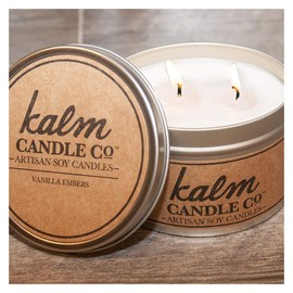 The Candle Cottage KC105 Kalm Collection Tin Candle - Vanilla Embers - Highly-Scented Soy Candle, Made in USA, Long Burning Hours, Lead-Free Wick, 12 Oz