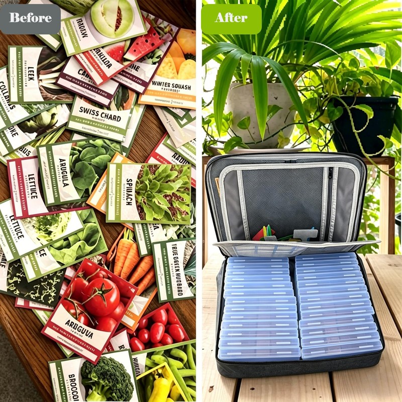 Seed Storage Organizer Kit, Seed Packet Organizer, Blue