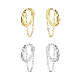 Gold Chain Earrings for Women, Minimalist Small Dangle Chain Huggie Hoop Earrings for Women