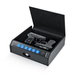 ADIMO Fingerprint Gun Safe for Nightstand, ADIMO Biometric Handgun Lock Box with Backlit Keypad, Dual Key Access, Fast Silent Entry, Compact Size for Drawer or Bedside, Child Safety Design