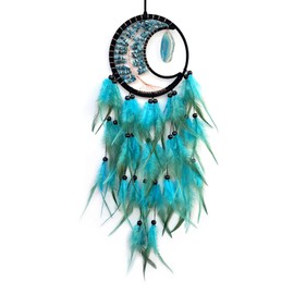 RAGKUU Blue Moon Dream Catcher with Agate Pendant Tree of Life Dream Catchers Handmade Feather Dream Catchers Wall Hanging Dreamcatcher Ornaments for Bedroom Home Decor